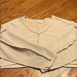 Elegant V-Neck Beige Sweater